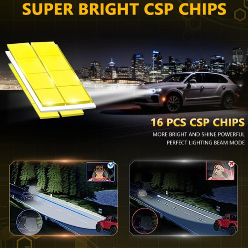 Lot de 2 ampoules LED pour phares de voiture, 35 W, 3 000 lm, 6 500 K, étanches IP68 (doré), 9005 SH401A1628-08